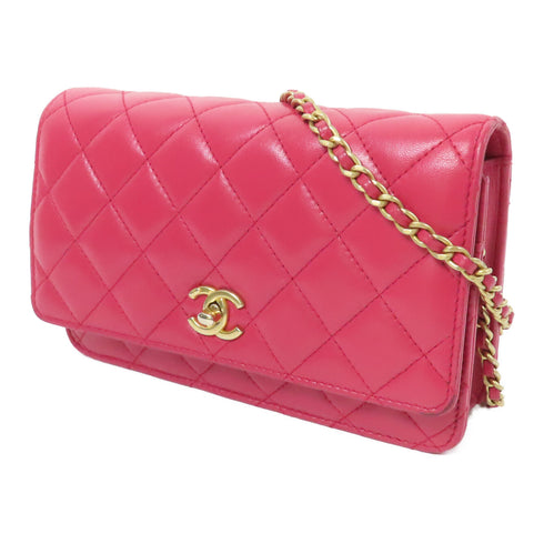 CHANEL Quilted CC GHW WOC Chain Shoulder Bag AP1450 Lambskin Leather Pink