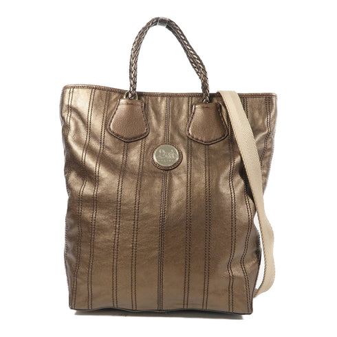 CELINE SHW 2 Way Shoulder Bag Handbag Calfskin Leather Brown