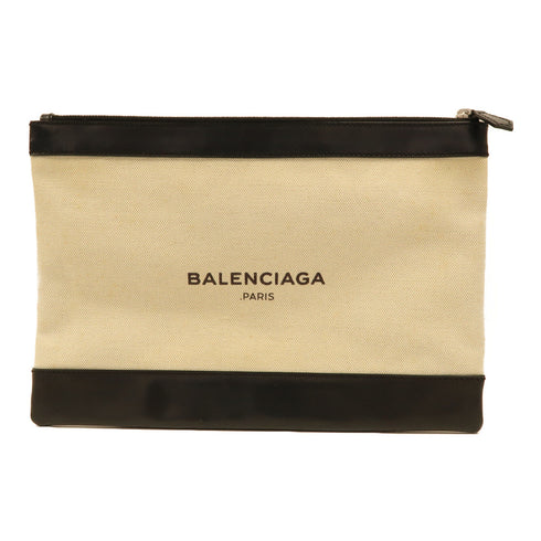 BALENCIAGA SHW Clutch Canvas Black/Beige