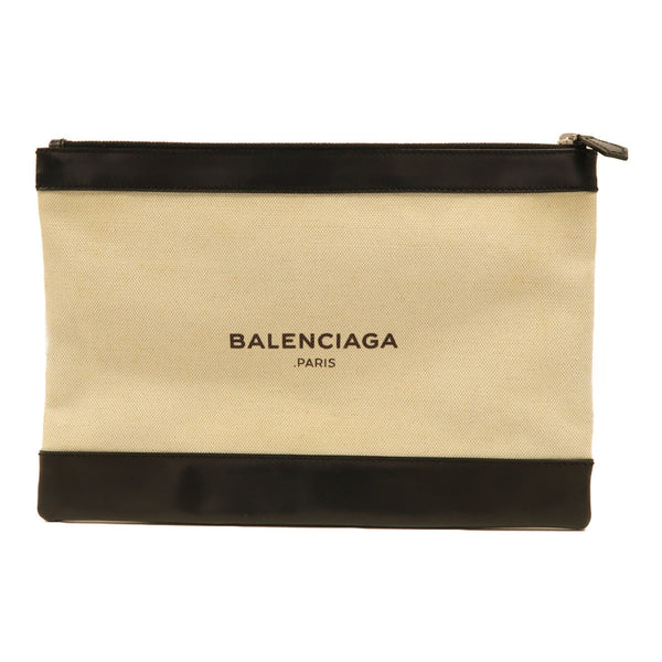 BALENCIAGA SHW Clutch Canvas Black/Beige