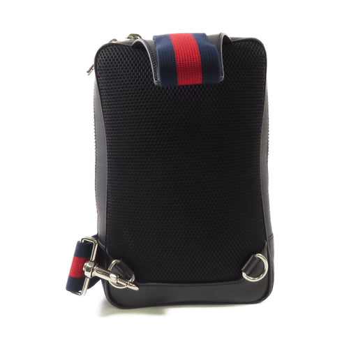 GUCCI GG SHW Black Sling Backpack Crossbody Waist Bag 478325 Coated Canvas Black