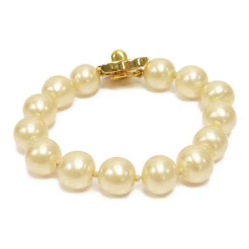 CHANEL CC Bracelet 96P PVC Metal Gold/White