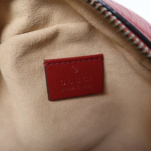 GUCCI GG GHW GG Marmont Round Chain Shoulder Bag 550154 Calfskin Leather Red