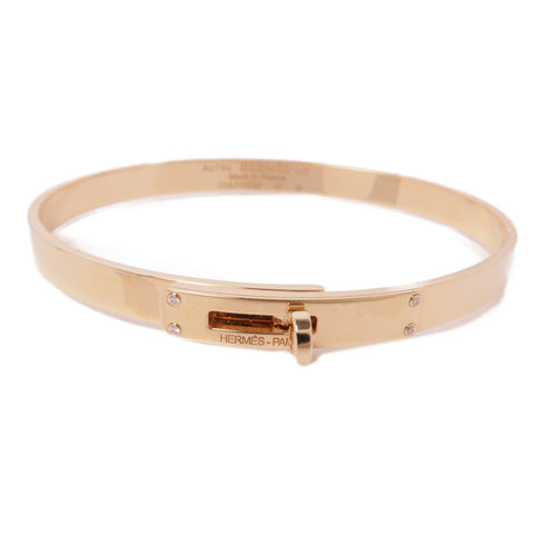 HERMES Kelly Bracelet Bangle 18K Pink Gold/Diamond