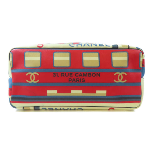 CHANEL CC SHW Tote Bag Canvas/Calfskin Leather Multi Color/Red