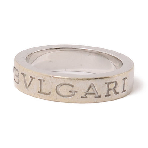 BVLGARI Double Logo 1p Diamond Ring 18K White Gold US#4.25