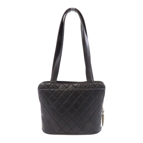 CHANEL Quilted CC GHW Shoulder Bag Lambskin Leather Black