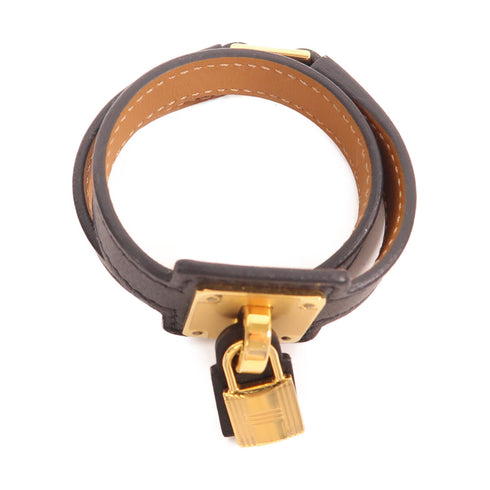 HERMES GHW O'kelly Bracelet Leather Noir Black