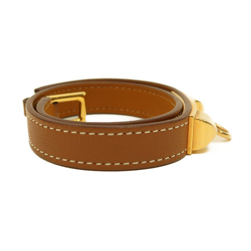 HERMES GHW Rivale Double Tour Bracelet Veau Swift Leather Stamp U Gold Brown