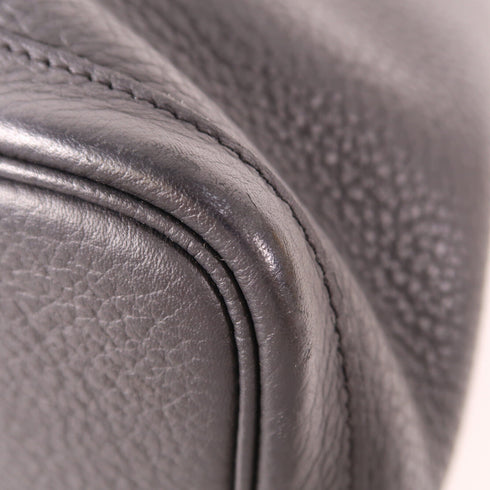 HERMES PHW Garden Party PM Handbag Negonda Leather Noir Black