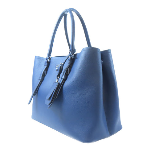 PRADA SHW Double Shoulder Bag Saffiano Leather Blue