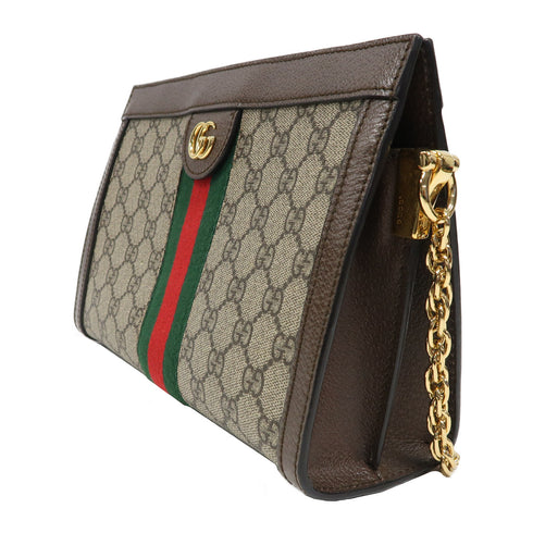GUCCI GG GHW Ophidia GG Chain Shoulder Bag 503877 Coated Canvas Brown