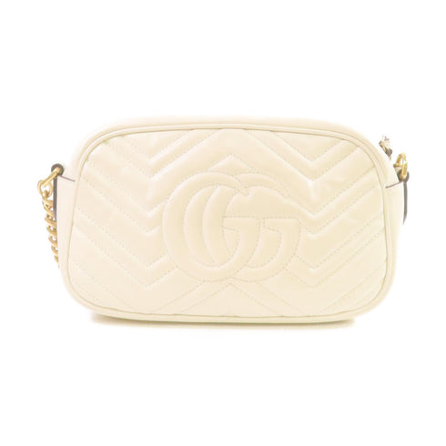 GUCCI GG GHW GG Marmont Shoulder Bag Crossbody Calfskin Leather 447632 White