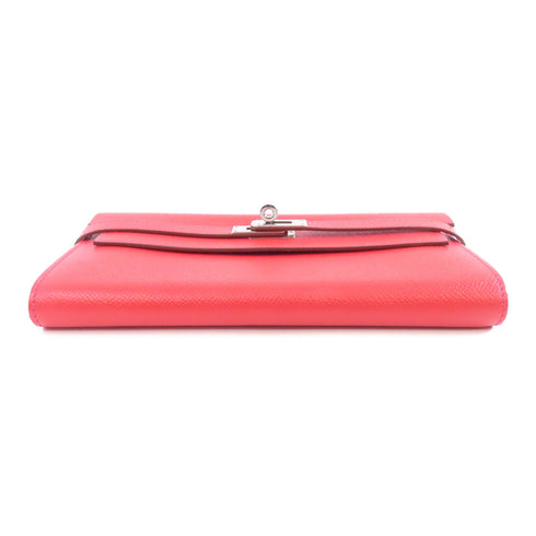 HERMES PHW Kelly Long Wallet Veau Epsom Leather Red