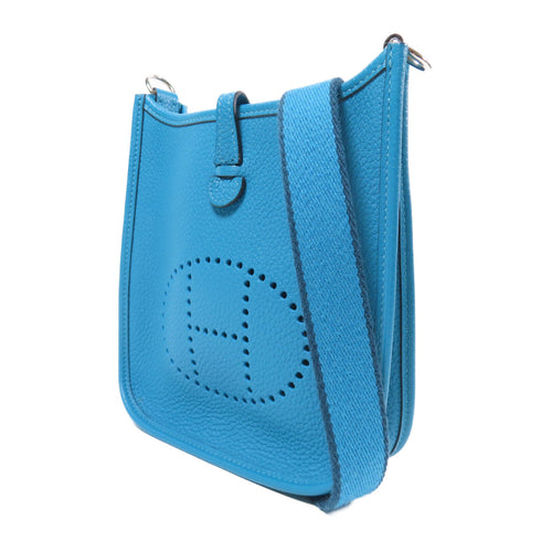 HERMES PHW Evelyne TPM Shoulder Bag Taurillon Clemence Leather Turquoise/Blue
