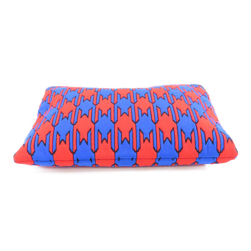 CELINE GHW Clutch Bag Pouch Fabric Calfskin Leather Black Red Blue