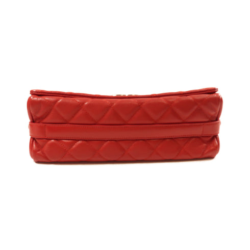 CHANEL CC SHW Shoulder Bag Lambskin Leather Red