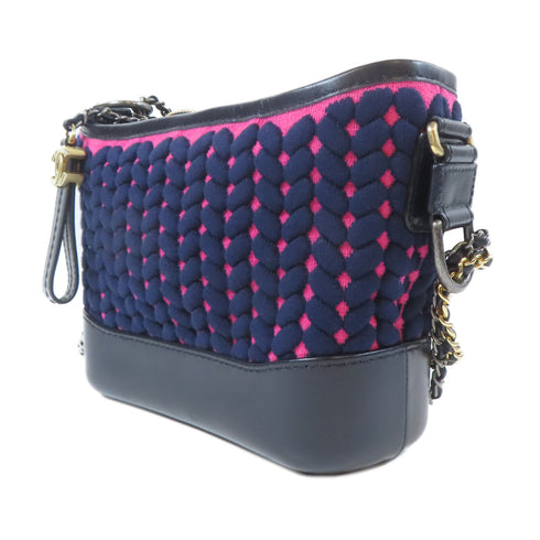 CHANEL CC SHW GHW Gabrielle Chain Shoulder Crossbody A91810 Fabric Pink Blue