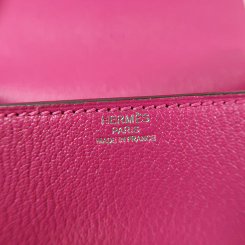 HERMES PHW Cinhetic 2 Way Chain Shoulder Bag Chevre Leather Rose Pourpre