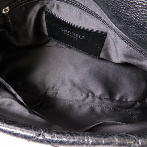 CHANEL CC SHW Shoulder Bag Calfskin Leather Black