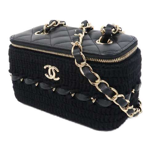 CHANEL Quilted CC GHW Chain Shoulder Bag Vanity Case Lambskin Leather/Cotton
