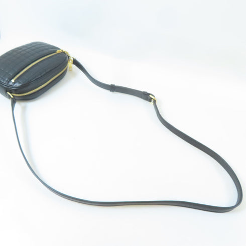 CELINE GHW C Charm Bag Shoulder Crossbody Bag Calfskin Leather Black