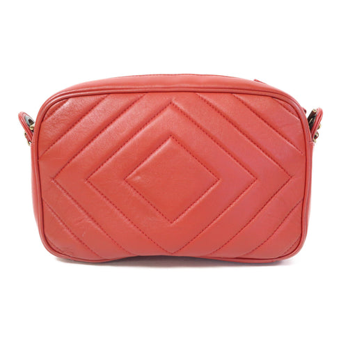 CHANEL CC GHW Chevron Pyramid Camera Case Shoulder Bag Lambskin Leather Red