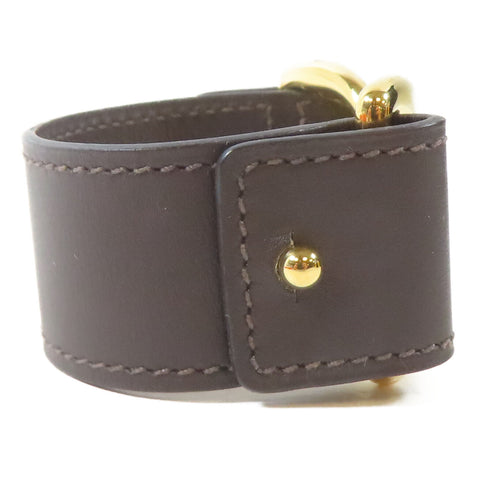 HERMES GHW Pavane Bracelet Bangle Swift Chocolate Brown Hermes #XS #14.75cm