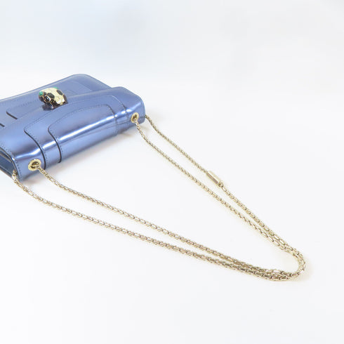 BVLGARI SHW Serpenti Forever Shoulder Bag Patent Leather Blue