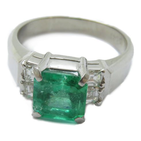 FINE JEWELRY 1.95ct Emerald 0.41ct Diamond Ring PT900 Platinum US#6