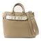 BURBERRY GHW 2 Way Bag Calfskin Leather Gray