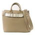 BURBERRY GHW 2 Way Bag Calfskin Leather Gray