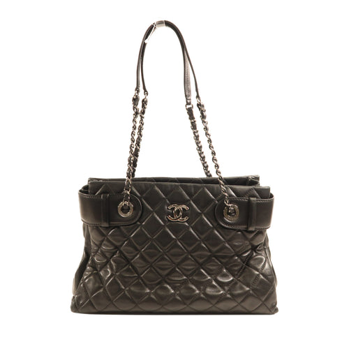 CHANEL CC SHW Chain Shoulder Bag Lambskin Leather Black