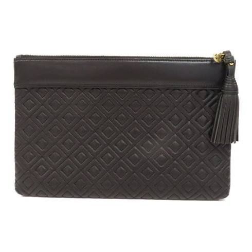 Tory Burch GHW Pouch Calfskin Leather Black