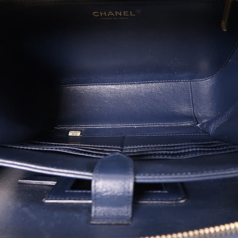 CHANEL CC GHW Vanity Bag 2 Way Shoulder Bag Calfskin Leather Navy