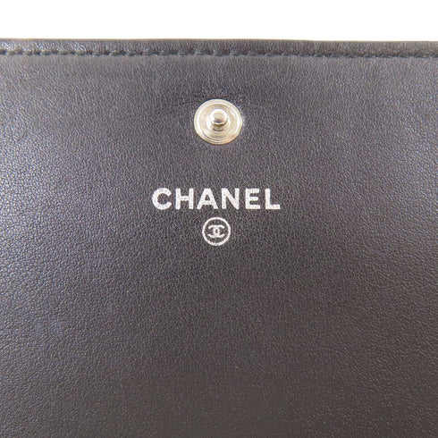 CHANEL CC SHW Long Wallet Patent Leather Black
