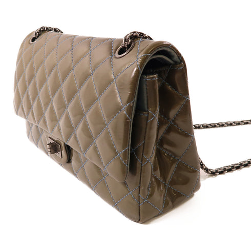 Chanel CC 2.55 Chain Shoulder Bag Patent leather Olive Green/Blue