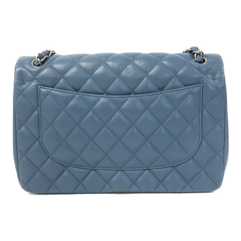 CHANEL Quilted CC SHW Classic Jumbo Chain Shoulder Bag Lambskin Leather Blue