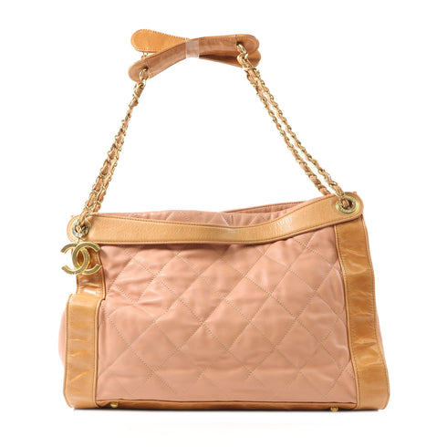 CHANEL Quilted CC GHW Shoulder Bag Calfskin Leather Pink