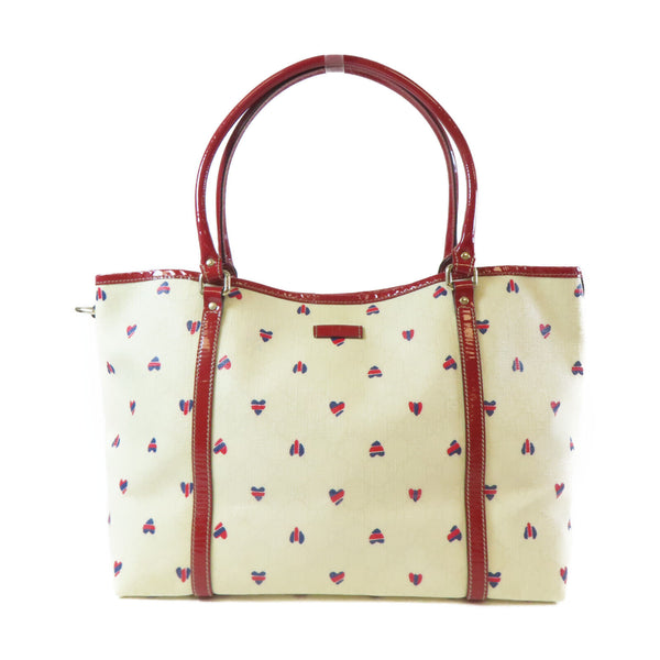 GUCCI GG SHW Shoulder Bag 197953 Coated Canvas White Red