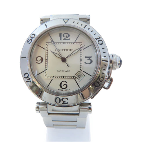 CARTIER Pasha Seatimer Automatic Watch W31080M7 Stainless Steel White