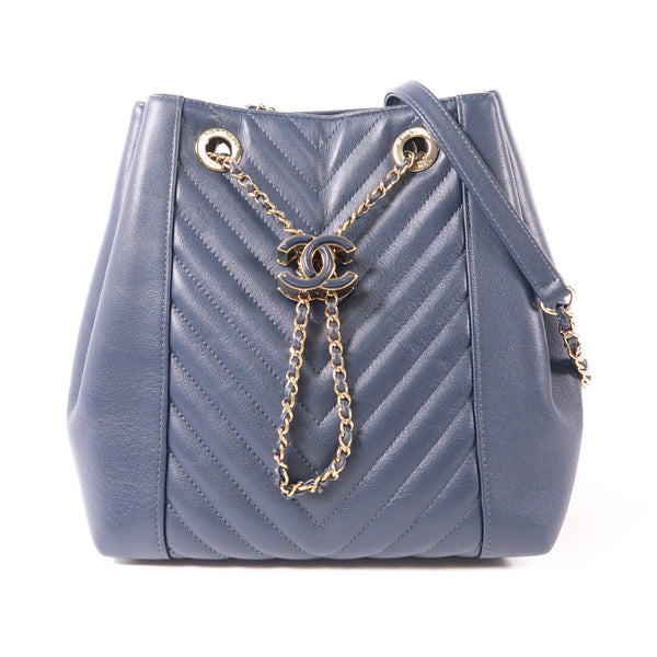 CHANEL CC GHW Drawstring Bag Chain Shoulder Bag AS0263 Leather