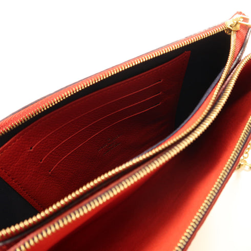 LOUIS VUITTON Pochette Double Zip Shoulder Bag Monogram Empreinte Red/Navy
