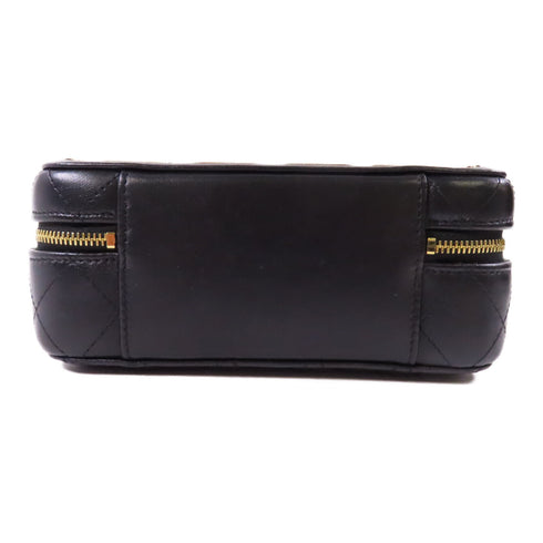 CHANEL CC GHW Vanity Case Chain 2 Way Bag Lambskin Leather Black/Gold