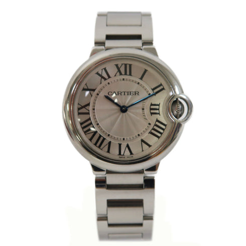 CARTIER Ballon Blue 36mm Quartz Watch W69011Z4 Stainless Steel White