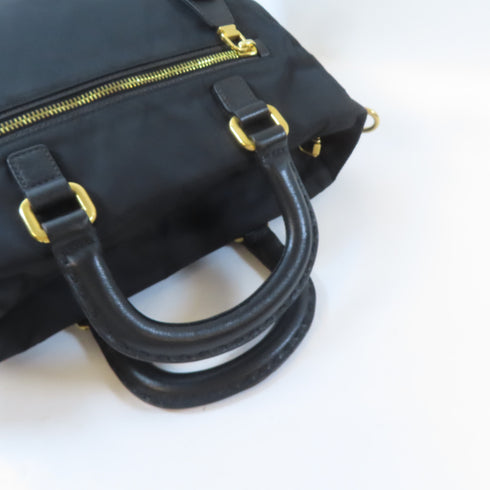PRADA GHW 2 Way Shoulder Handbag Nylon Black