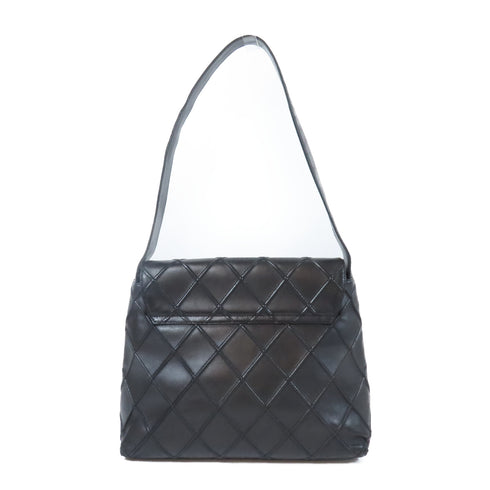 CHANEL Quilted CC SHW Shoulder Bag Calfskin Leather Black v1