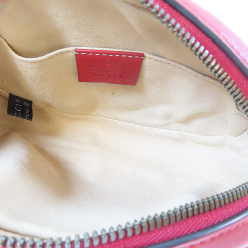 GUCCI GG GHW GG Marmont Waist Body Bag Calfskin Leather Red