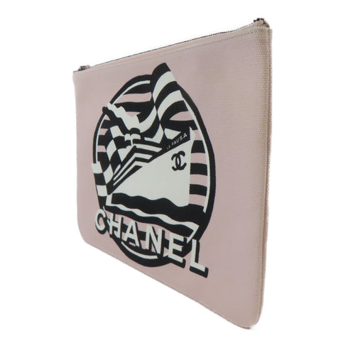 CHANEL CC Pouch Canvas Pink