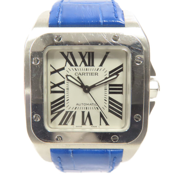 CARTIER Santos 100 Automatic Watch W20126X8 Stainless Steel White